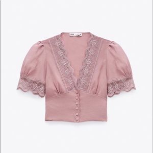 Flush pink, cropped lace top SOLD OUT ONLINE
